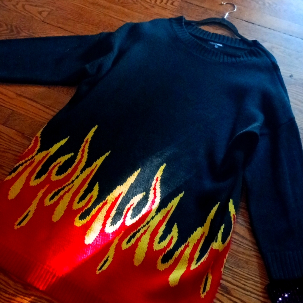 Long Sleeve Sweater Flame Dress